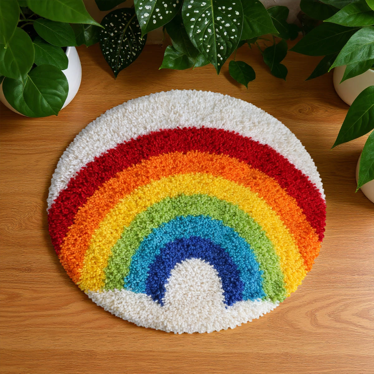 Rubbyoo Latch Hook Rug Kit - Vivid Rainbow | Easy Handicraft For Starter | Decor For Bathroom - 48×48cm - image 1