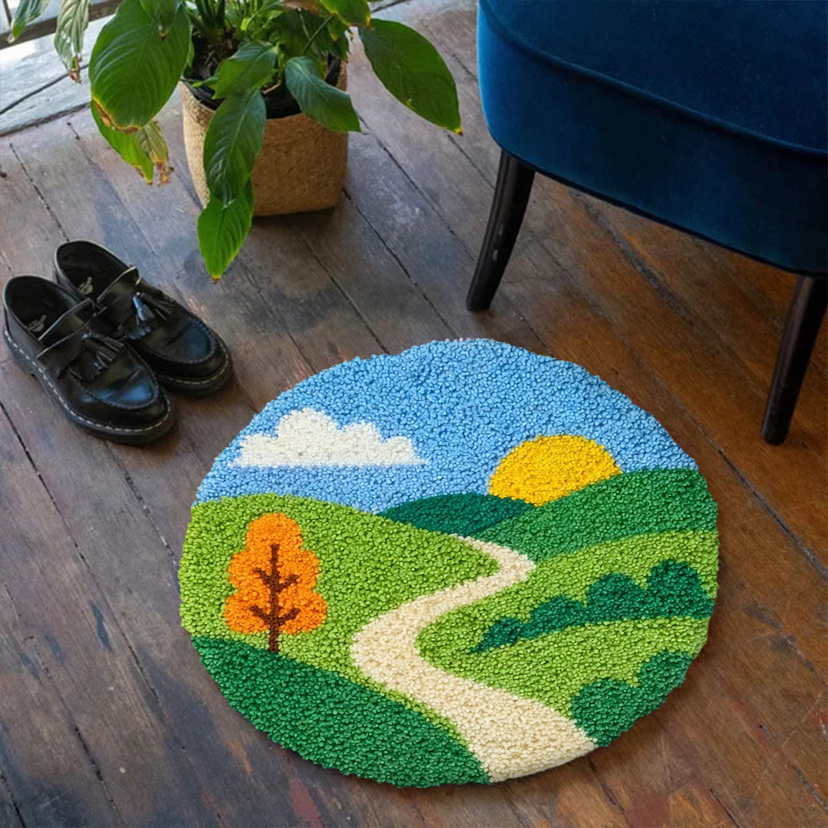 Rubbyoo Latch Hook Rug Kit - Country Road | Handmade Landscape Craft | Perfect Gift For Decoration - image 3