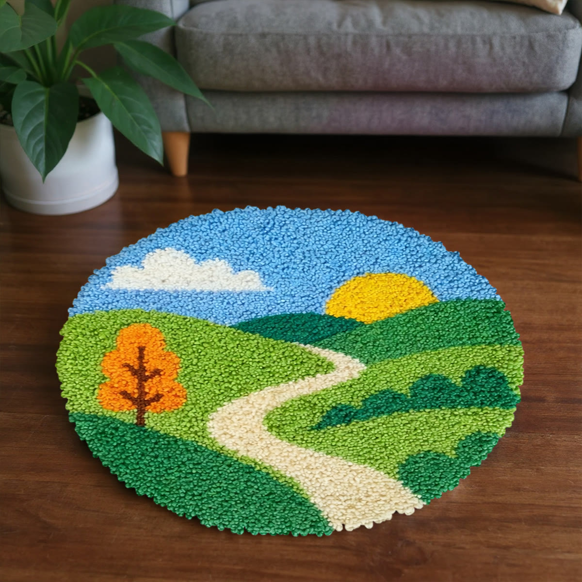 Rubbyoo Latch Hook Rug Kit - Country Road | Handmade Landscape Craft | Perfect Gift For Decoration - image 2