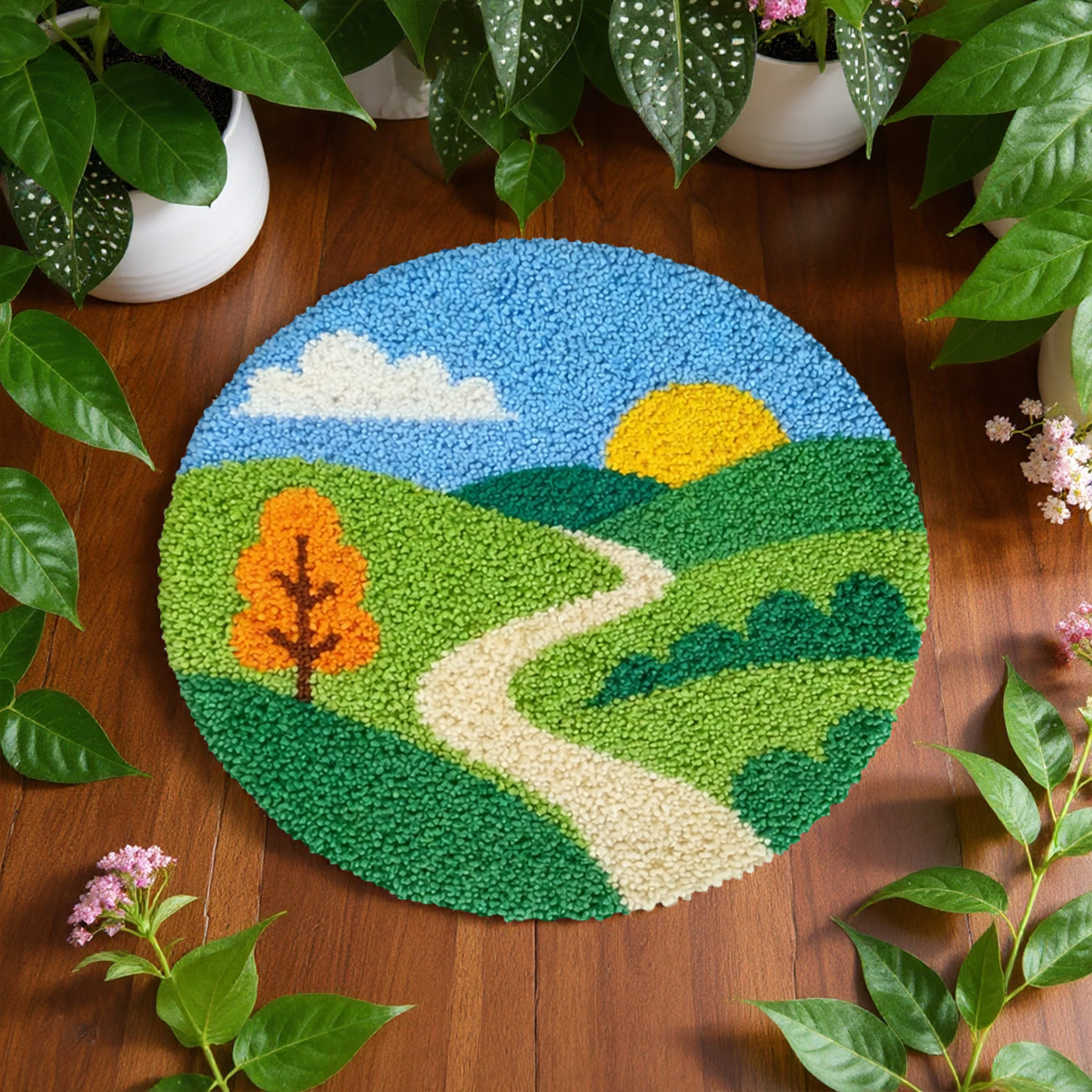 Rubbyoo Latch Hook Rug Kit - Country Road | Handmade Landscape Craft | Perfect Gift For Decoration - image 8