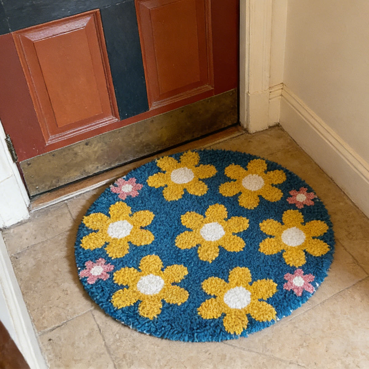 Rubbyoo Latch Hook Rug Kit - Yellow Flower | Charming Floral Craft | Diy Handmade Gift - image 2