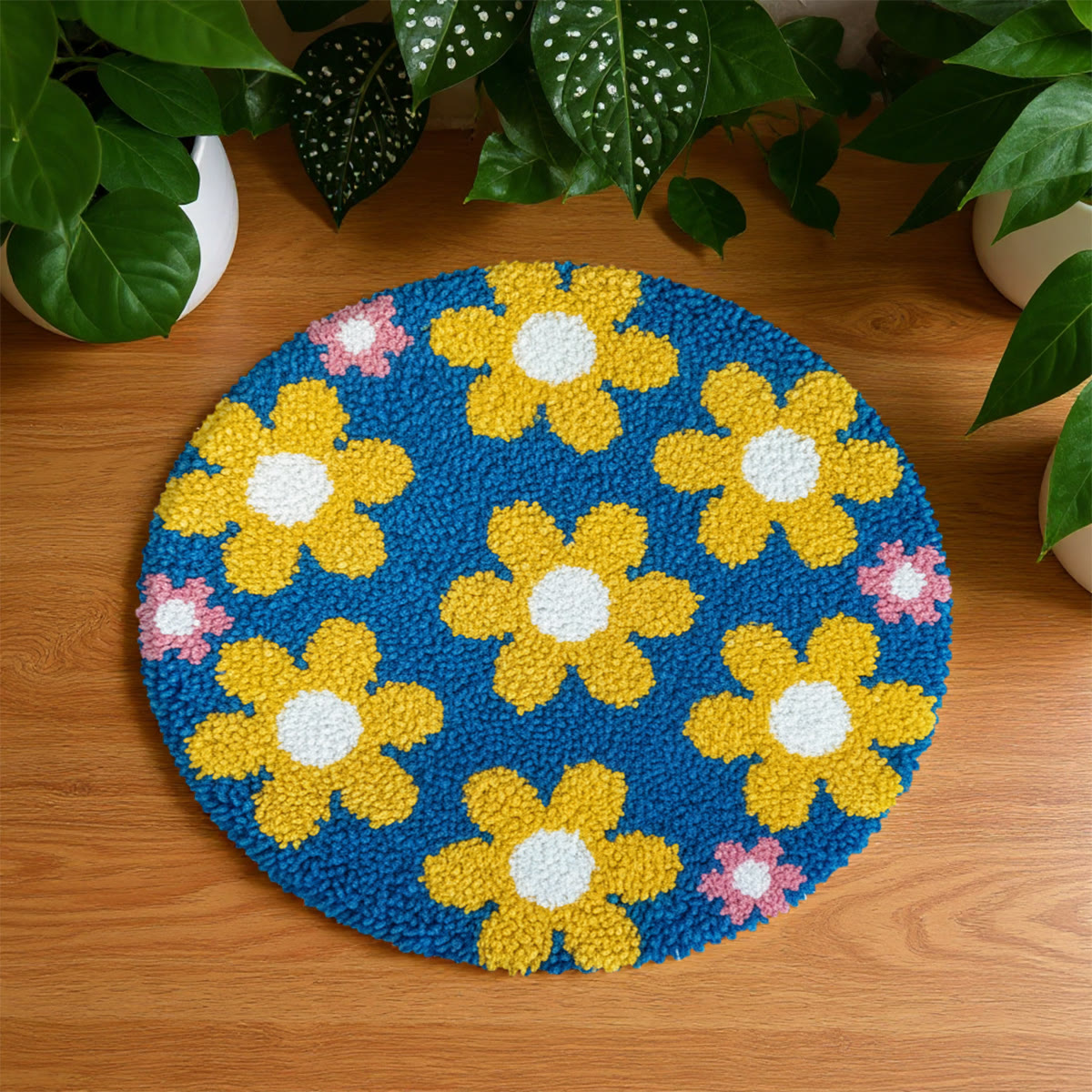 Rubbyoo Latch Hook Rug Kit - Yellow Flower | Charming Floral Craft | Diy Handmade Gift - 48×48cm - image 1