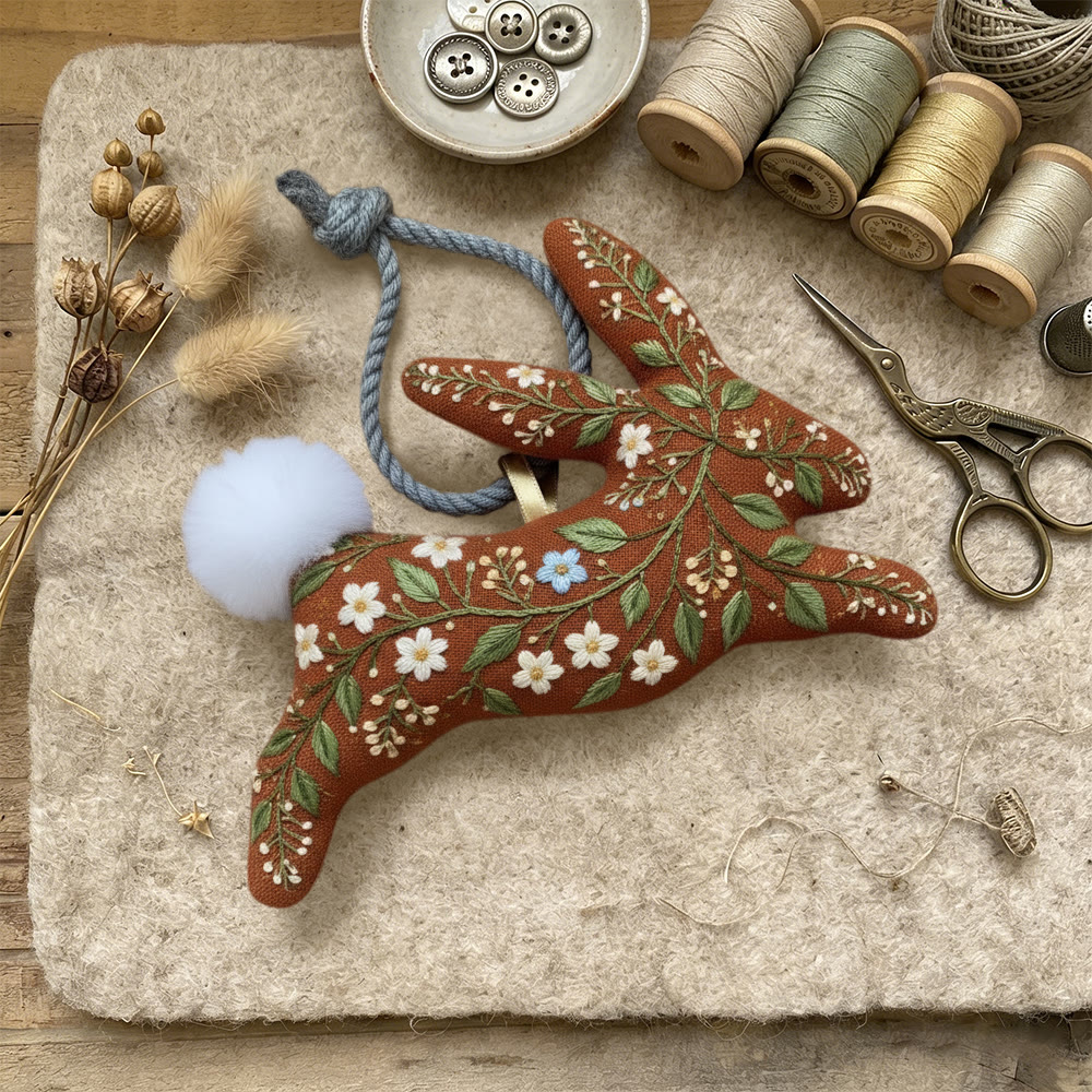 Rubbyoo Rabbit Embroidery Kit - Little Flower | Cute Animal Handicraft | Unique Birthday Gift  - image 2