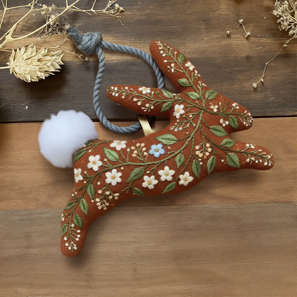 Rubbyoo Rabbit Embroidery Kit - Little Flower | Cute Animal Handicraft | Unique Birthday Gift  - 6 inches hoop kit - image 1