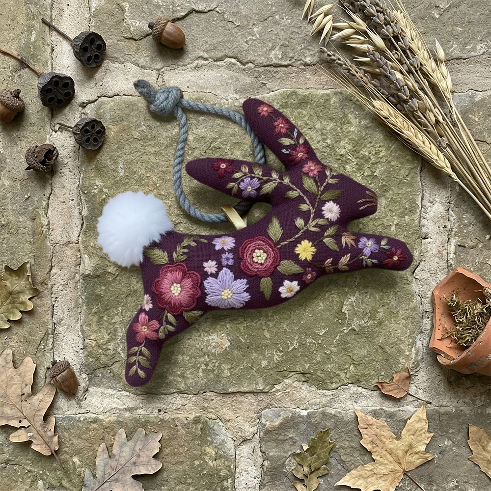 Rubbyoo Rabbit Embroidery Kit - Floral Bunny  | Gift For Her | Diy Holiday Decoration - image 3