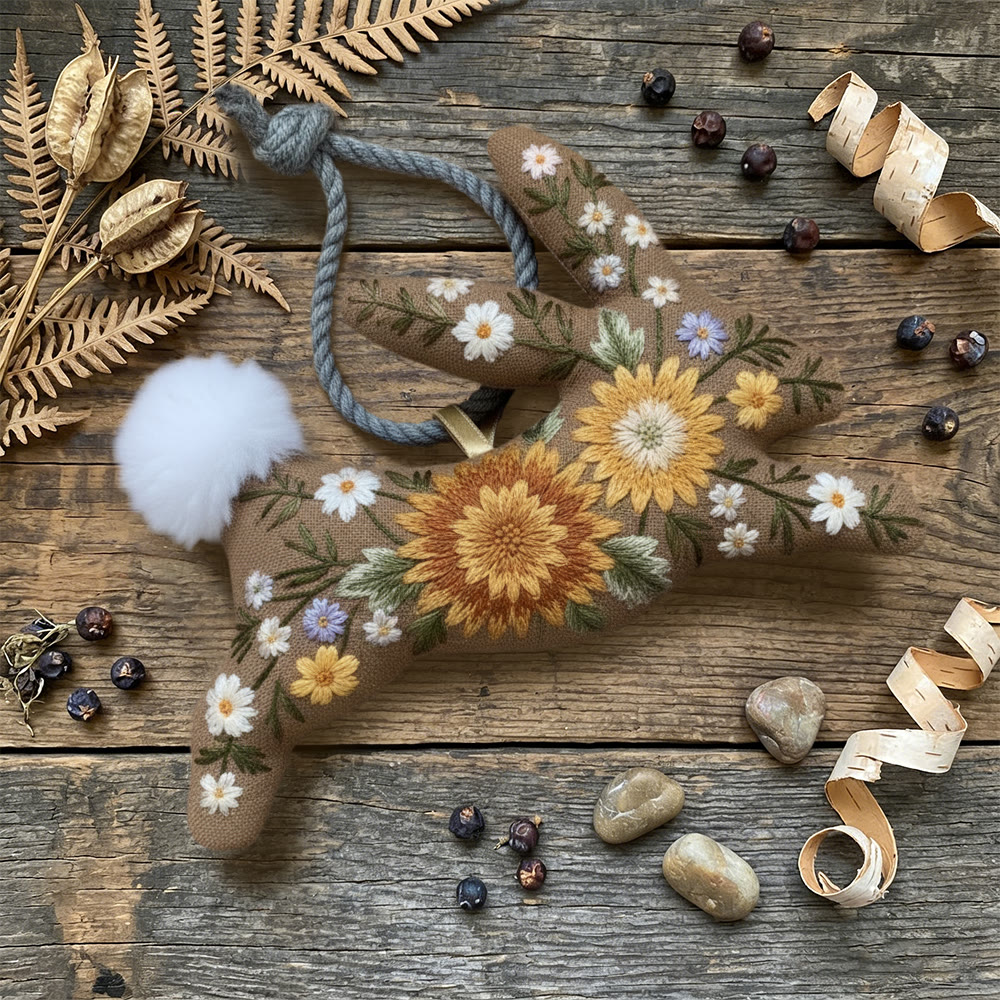 Rubbyoo Rabbit Embroidery Kit - Blooming Flowers | Unique Hanging Art | Lovely Handicraft For Mom - image 3