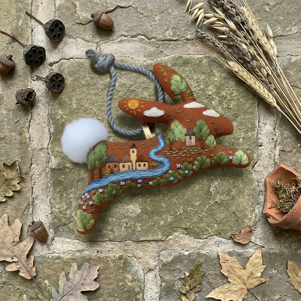 Rubbyoo Rabbit Embroidery Kit - Happy Town |  Diy Landscape Craft | Perfect Home Decor - image 4