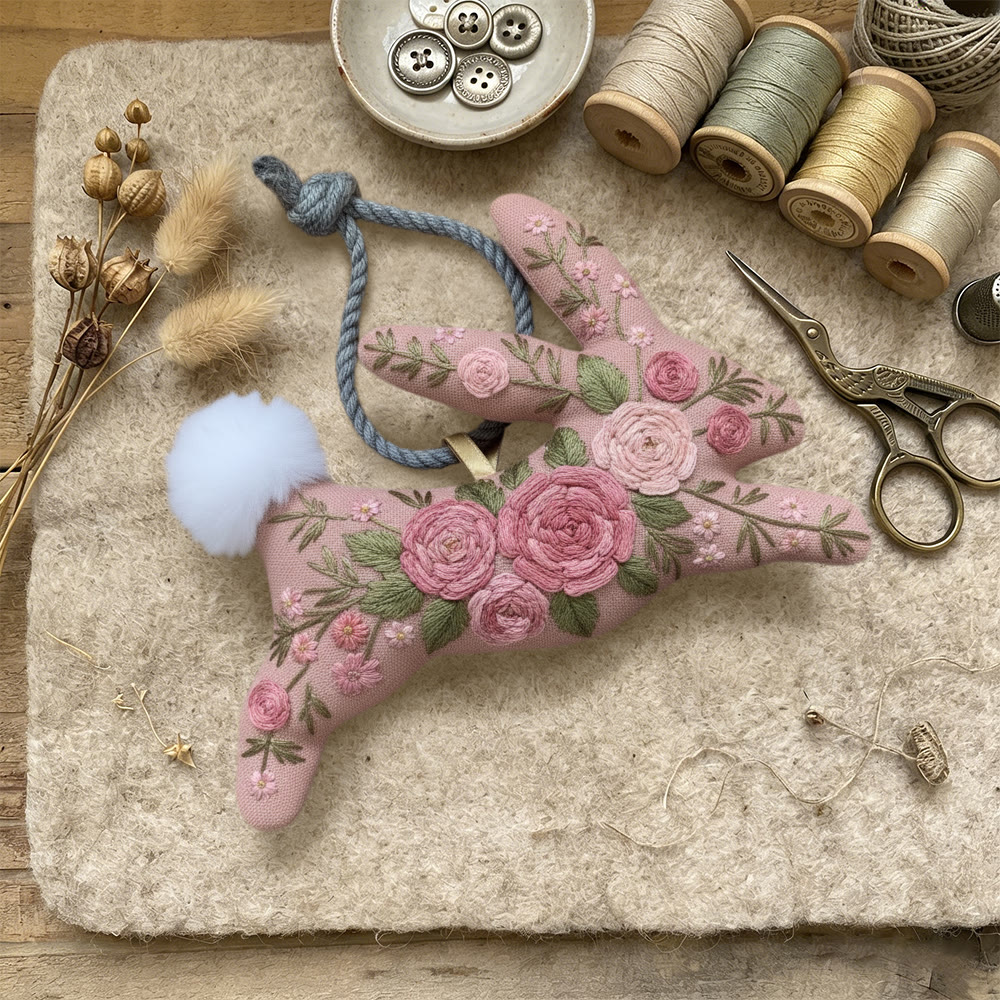 Rubbyoo Rabbit Embroidery Kit - Fascinating Rose | Unique Floral Art | Perfect Gift For Her - image 2