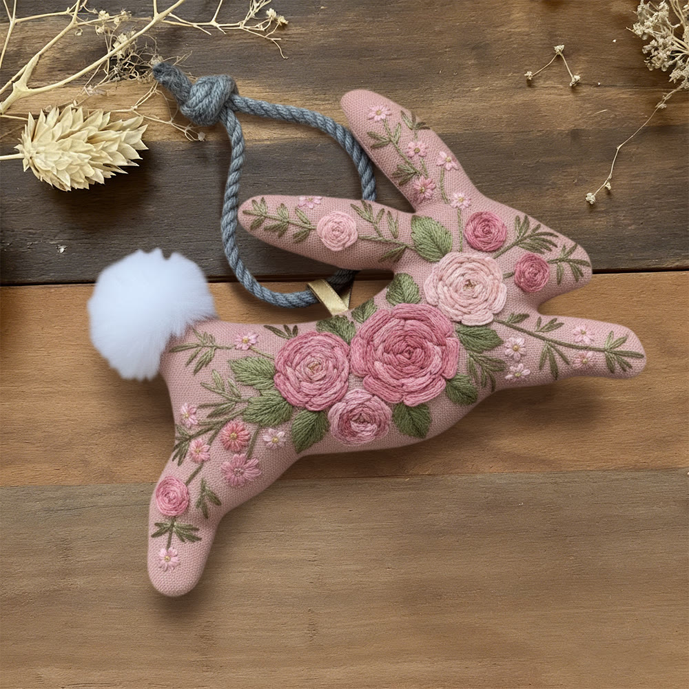 Rubbyoo Rabbit Embroidery Kit - Fascinating Rose | Unique Floral Art | Perfect Gift For Her - 6 inches hoop kit - image 1