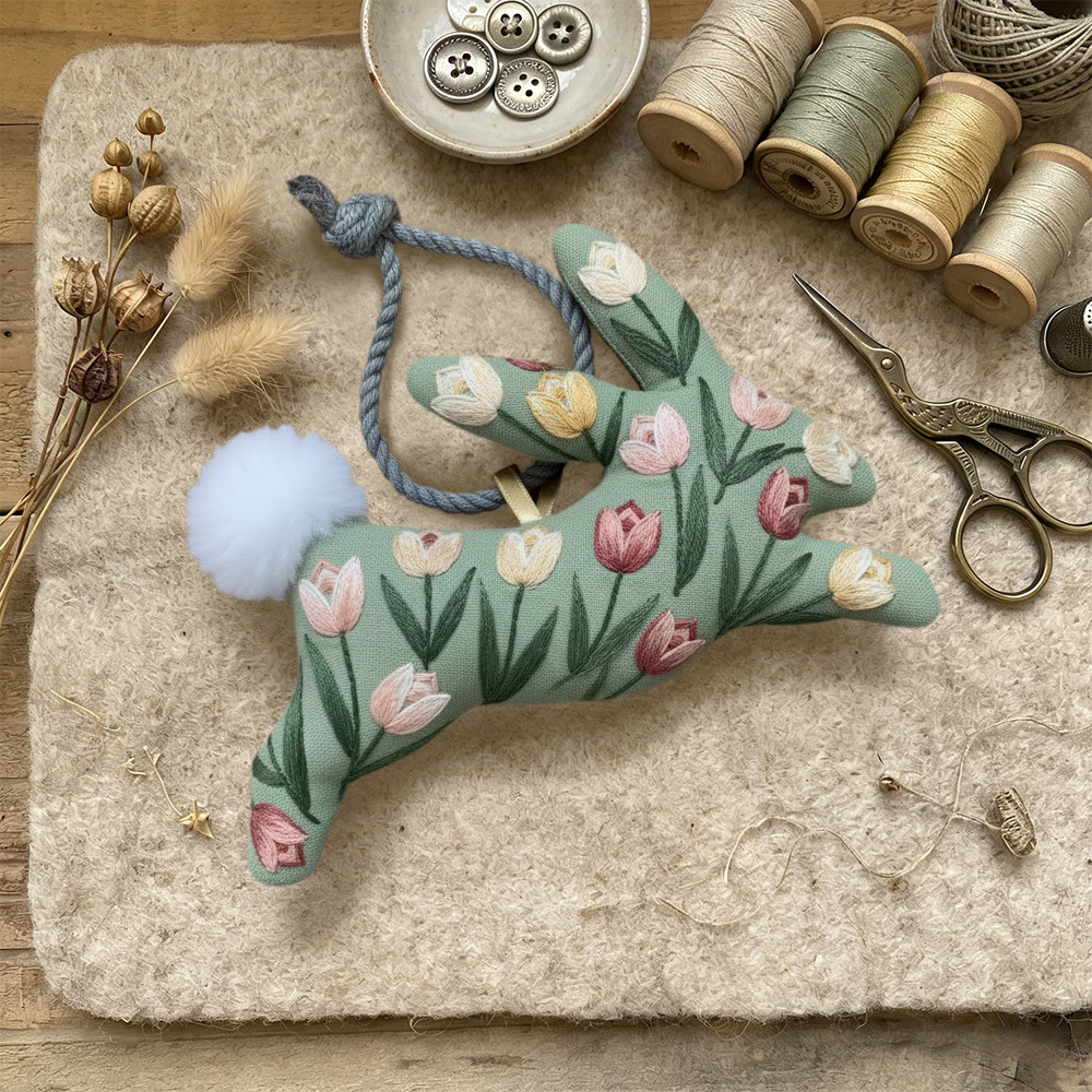 Rubbyoo Rabbit Embroidery Kit - Vibrant Tulips | Colorful Flower Craft | Special Handmade Gift For Mom - image 2