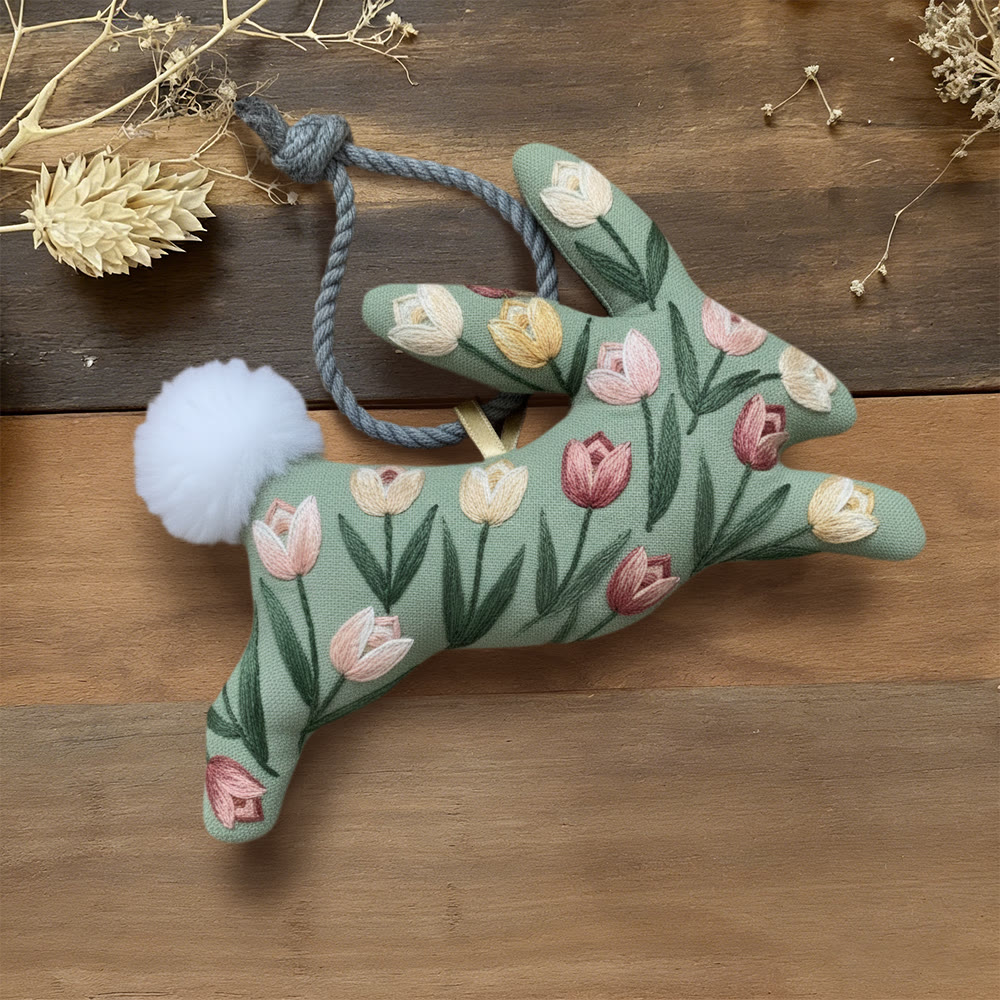 Rubbyoo Rabbit Embroidery Kit - Vibrant Tulips | Colorful Flower Craft | Special Handmade Gift For Mom - 6 inches hoop kit - image 1