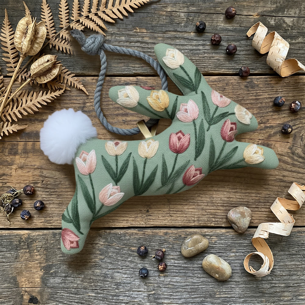 Rubbyoo Rabbit Embroidery Kit - Vibrant Tulips | Colorful Flower Craft | Special Handmade Gift For Mom - image 4