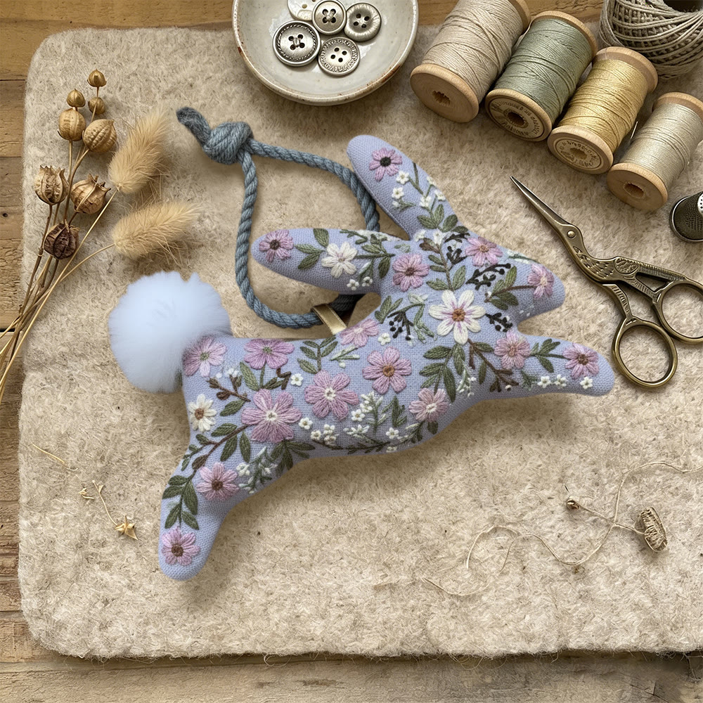 Rubbyoo Rabbit Embroidery Kit - Wildflower Beauty | Diy Birthday Gift | Handmade Bunny Decor - image 2
