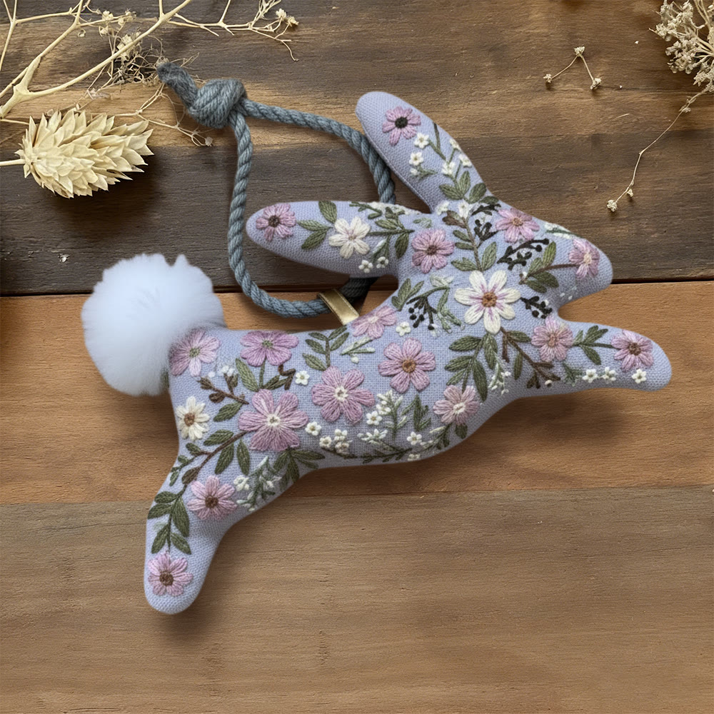 Rubbyoo Rabbit Embroidery Kit - Wildflower Beauty | Diy Birthday Gift | Handmade Bunny Decor - 6 inches hoop kit - image 1