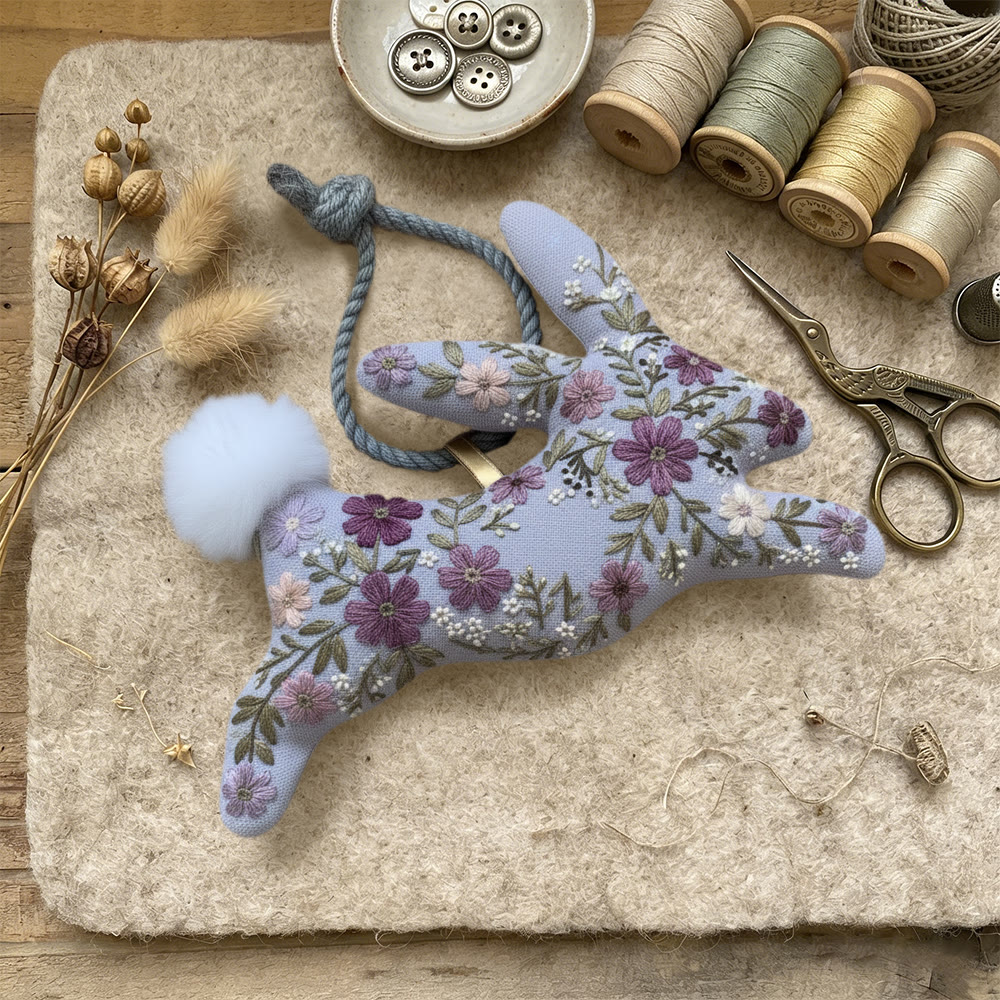Rubbyoo Rabbit Embroidery Kit - Floral Bunny | Nice Easter Gift | Creative Handmade Craft - image 2