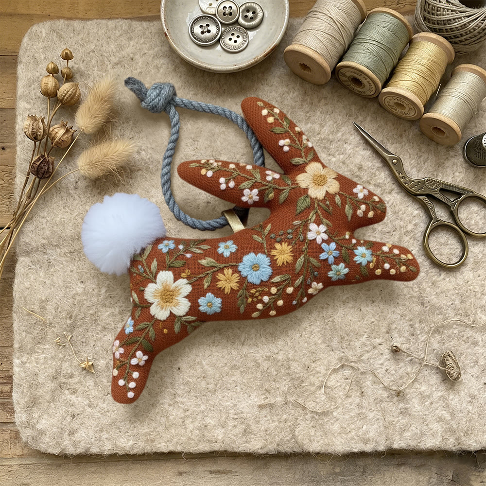 Rubbyoo Rabbit Embroidery Kit - Blooming Wildflowers | Easter Bunny Art | Gift For Crafters - image 2