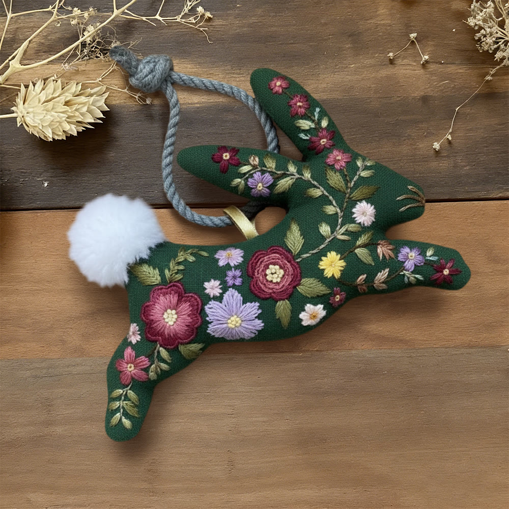 Rubbyoo Rabbit Embroidery Kit - Spring Wildflower | Diy Bunny Craft | Beginner Handmade Art - 6 inches hoop kit - image 1