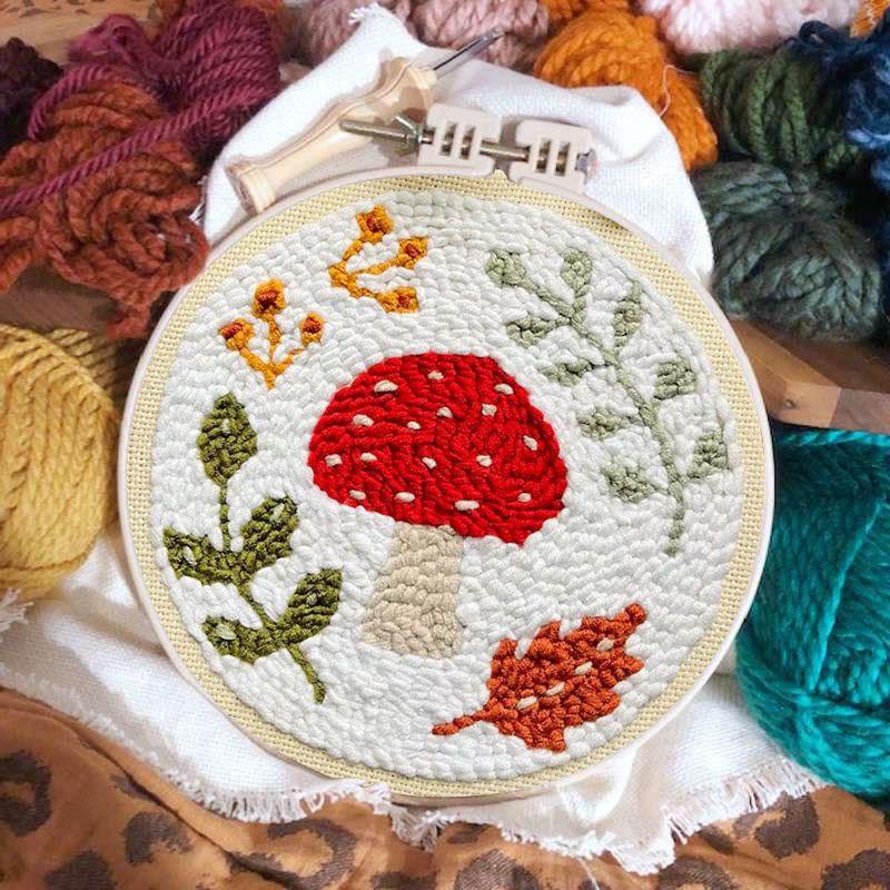 Autumn Red Mushroom Punch Needle Kit - Beginner-friendly Craft | Seasonal Decor Highlight - image 2