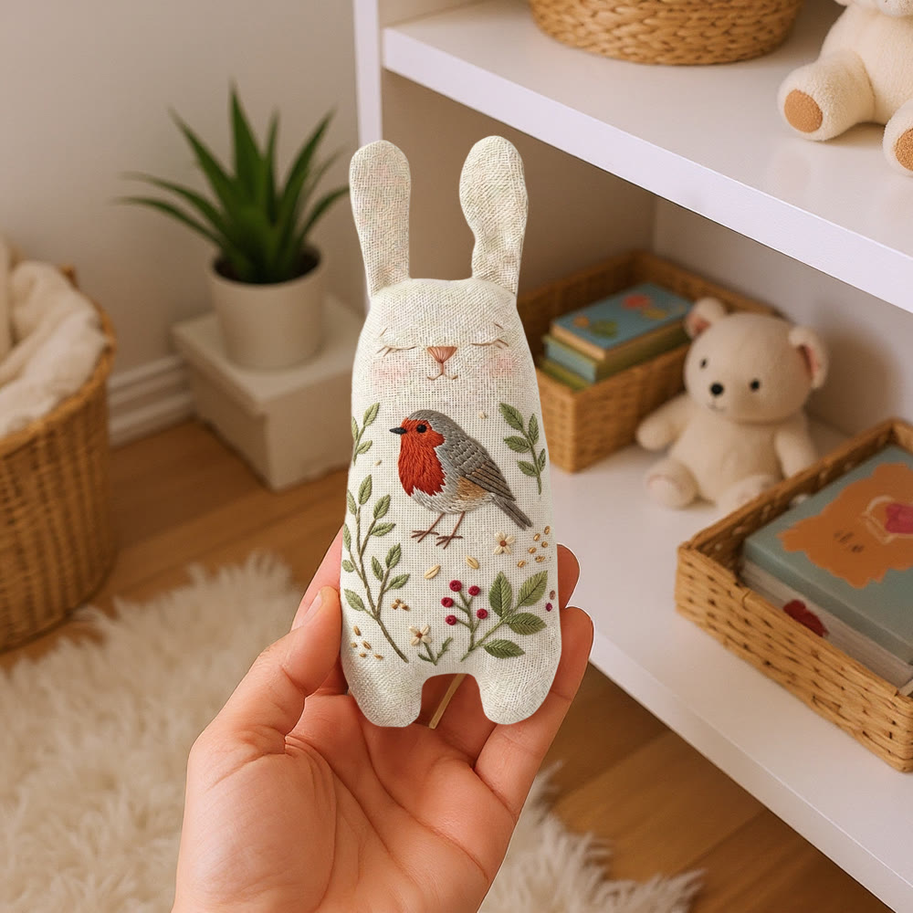 Rubbyoo Bunny Toy Embroidery Kit - Robin And Leafy Vine | Beginner-friendly Craft | Sweet Hanging Ornament - image 7