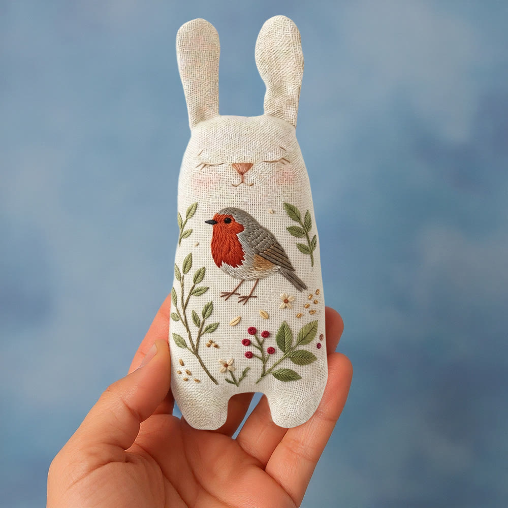 Rubbyoo Bunny Toy Embroidery Kit - Robin And Leafy Vine | Beginner-friendly Craft | Sweet Hanging Ornament - image 6