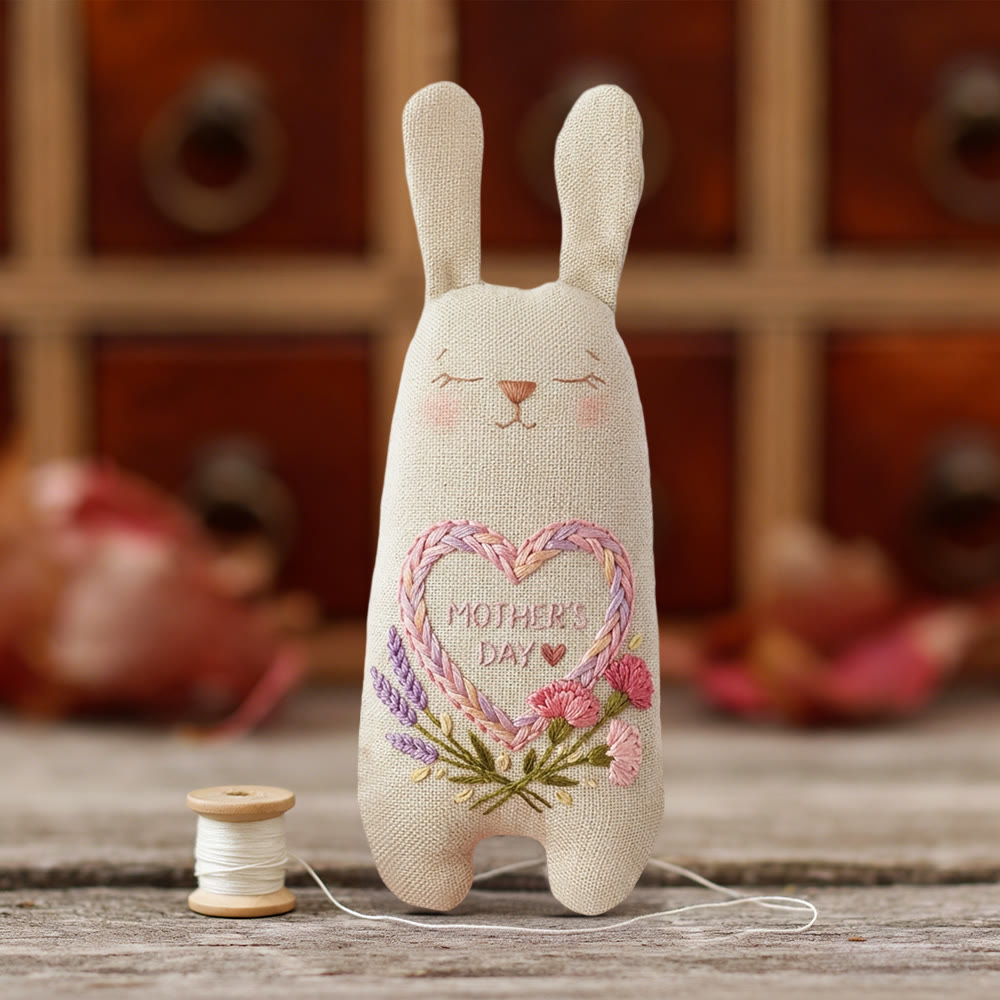 Rubbyoo Bunny Toy Embroidery Kit - Mother's Day Heart And Carnation | Relaxing Craft | Top Gifting Choice For Mom - image 3
