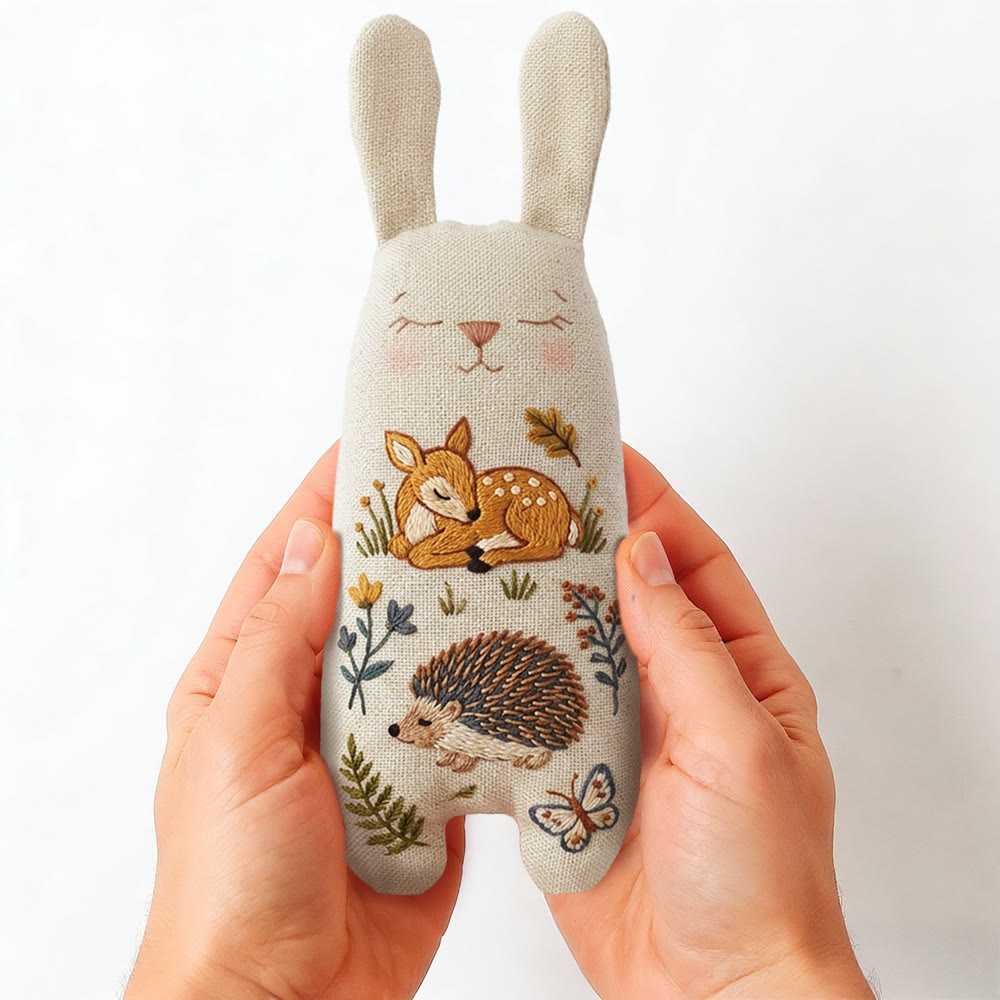 Rubbyoo Bunny Toy Embroidery Kit - Fawn And Hedgehog | Accessible Craft | Cute Gift For Kids - image 2