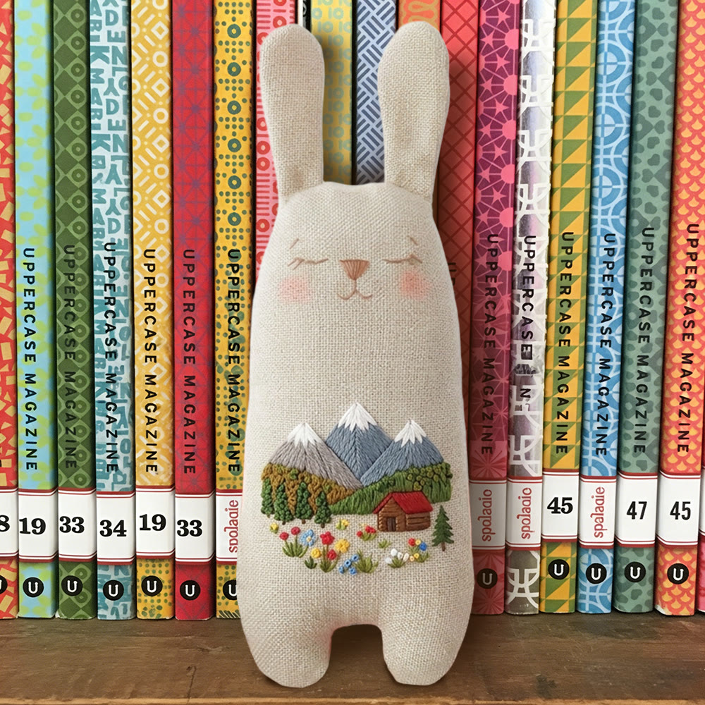 Rubbyoo Bunny Toy Embroidery Kit - Mountain Cabin And Wildflower | Quick Craft | Scenic Home Accent - image 7