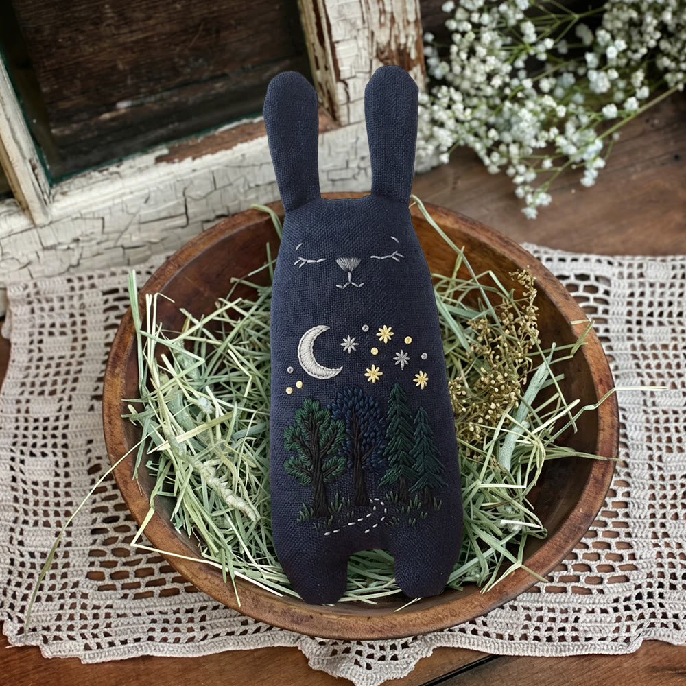 Rubbyoo Bunny Toy Embroidery Kit - Moonlit Pine Forest | Serene Craft | Dreamy Room Embellishment - image 6