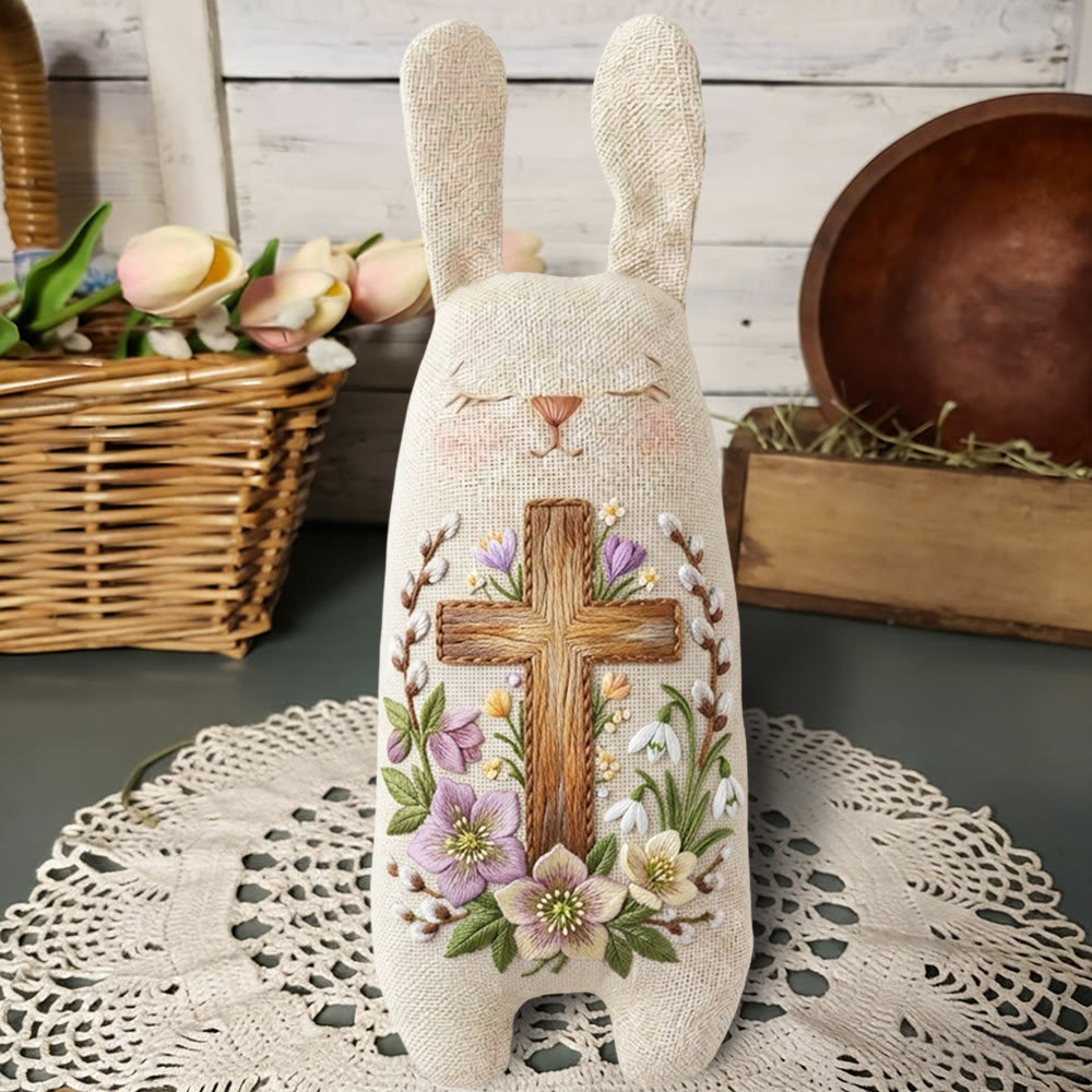 Rubbyoo Bunny Toy Embroidery Kit - Cross And Floral Vine | Breezy Diy | Meaningful Religious Gift - image 4