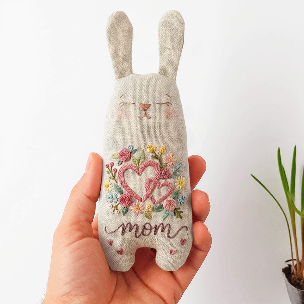 Rubbyoo Bunny Toy Embroidery Kit - Floral Heart For Mom | Simple Handwork | Perfect Mother's Day Gift - 8 inches hoop kit - image 1