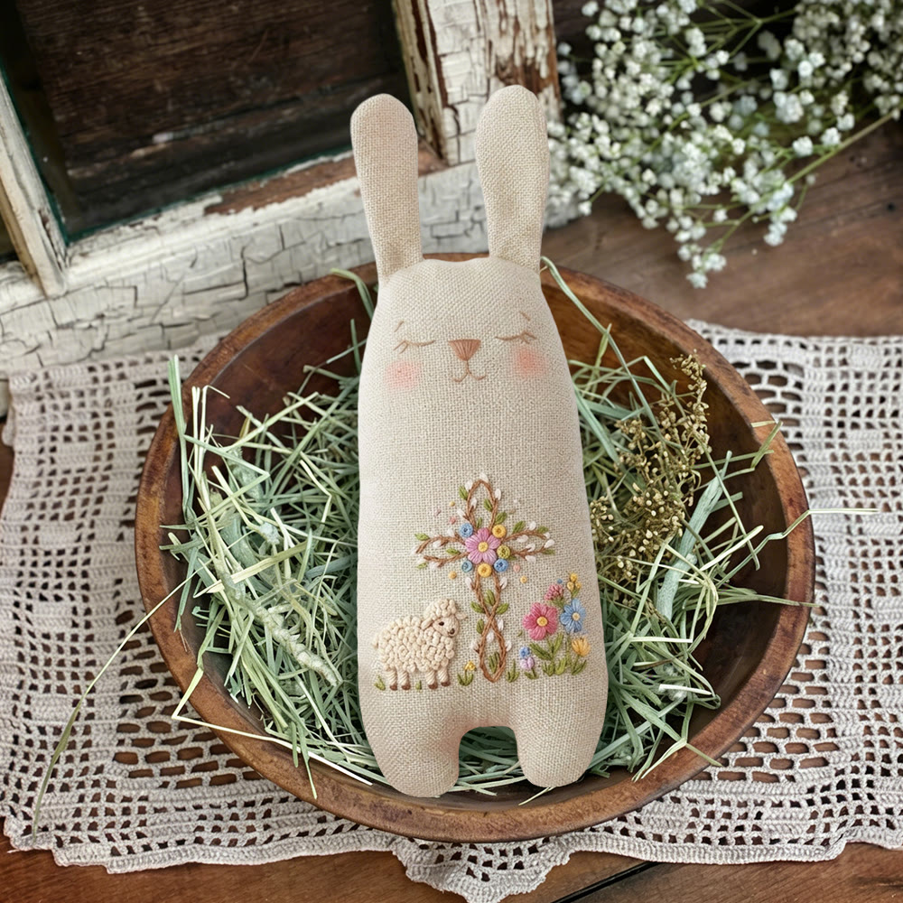 Rubbyoo Bunny Toy Embroidery Kit - Lamb And Floral Cross | Easy Diy Project | Meaningful Religious Keepsake - image 6