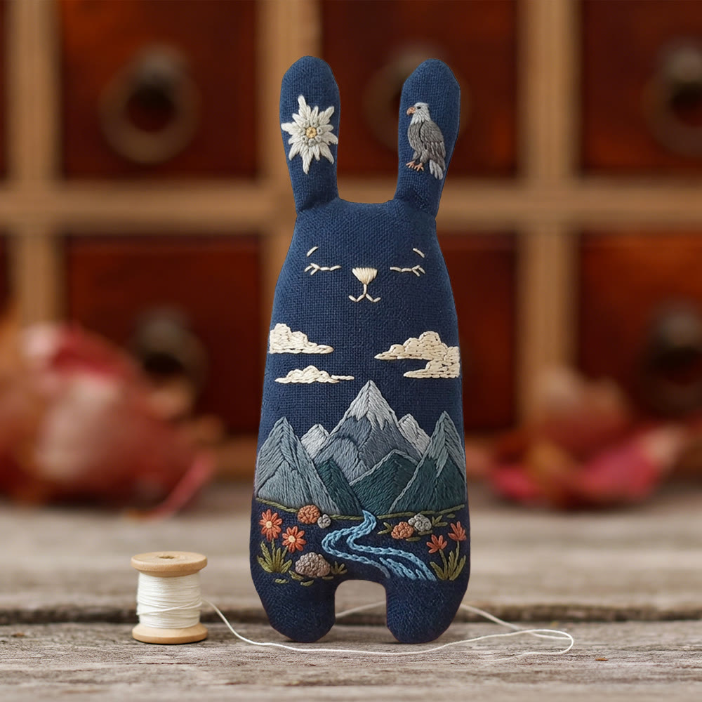 Rubbyoo Bunny Toy Embroidery Kit - Eagle And Mountain Stream | Novice-friendly Diy | Bold Nature-inspired Decor - image 3