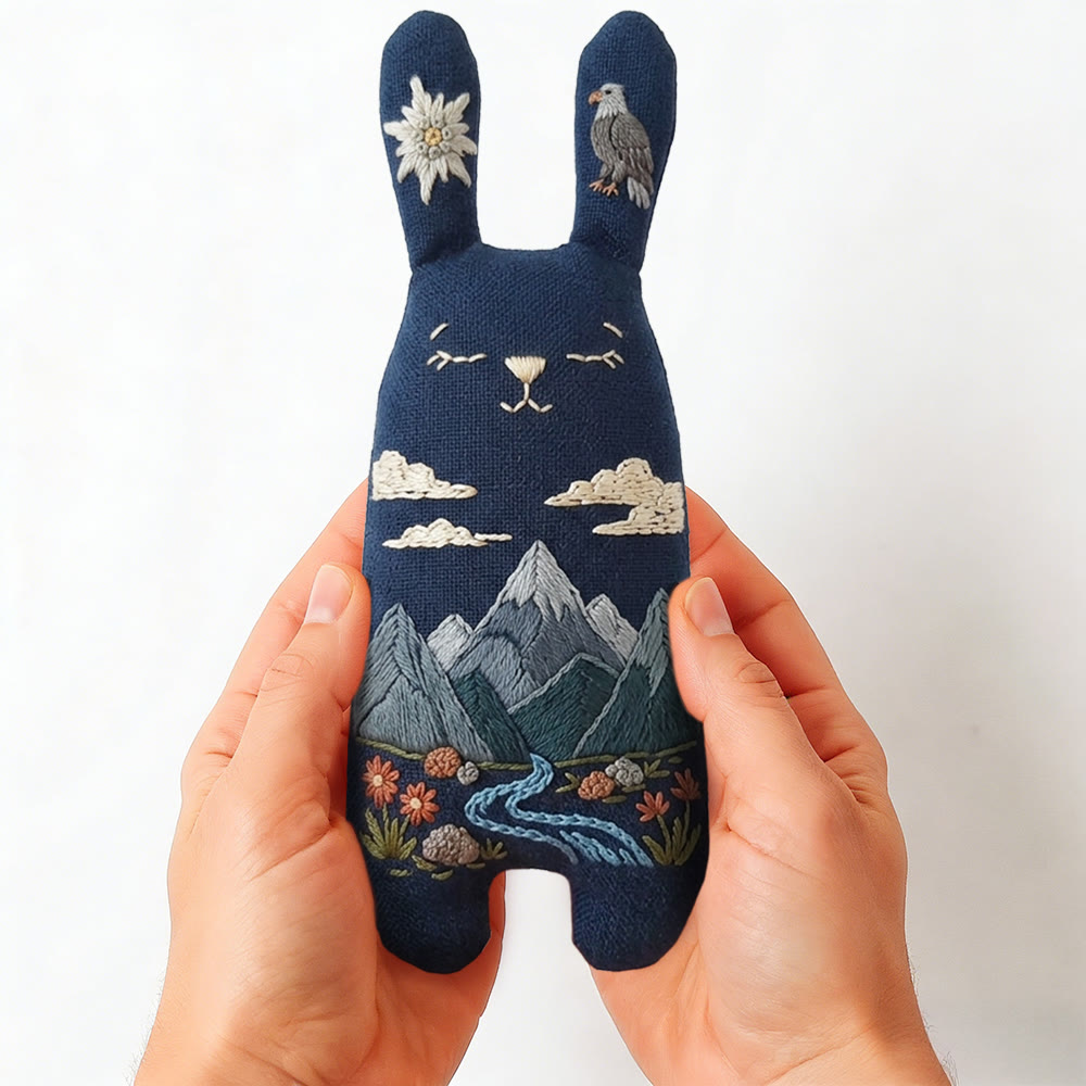 Rubbyoo Bunny Toy Embroidery Kit - Eagle And Mountain Stream | Novice-friendly Diy | Bold Nature-inspired Decor - image 2