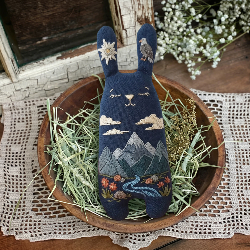 Rubbyoo Bunny Toy Embroidery Kit - Eagle And Mountain Stream | Novice-friendly Diy | Bold Nature-inspired Decor - image 6