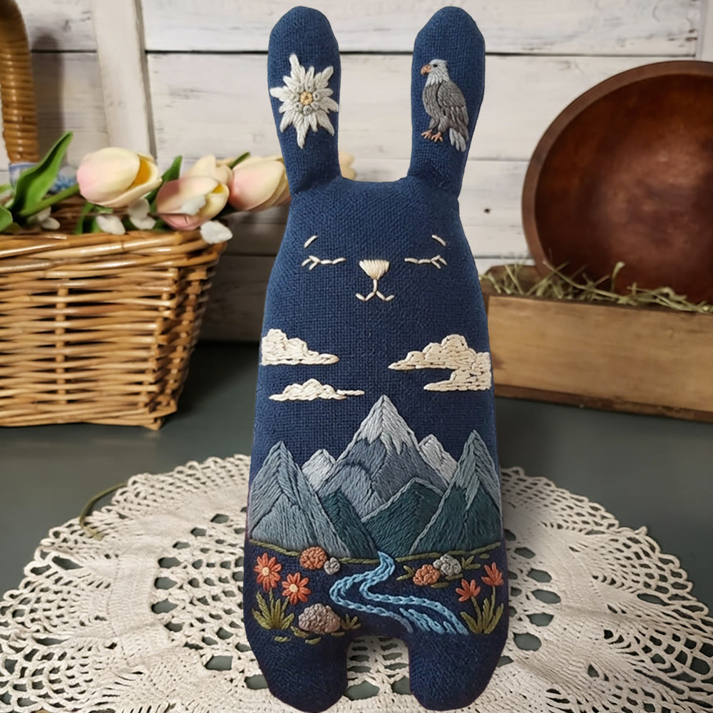 Rubbyoo Bunny Toy Embroidery Kit - Eagle And Mountain Stream | Novice-friendly Diy | Bold Nature-inspired Decor - image 5