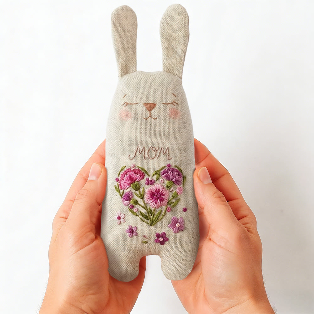 Rubbyoo Bunny Toy Embroidery Kit - Carnation Heart For Mom | Relaxing Craft | Top Gifting Choice For Her - image 2