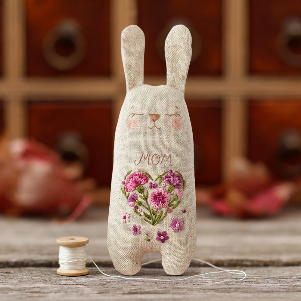 Rubbyoo Bunny Toy Embroidery Kit - Carnation Heart For Mom | Relaxing Craft | Top Gifting Choice For Her - image 3
