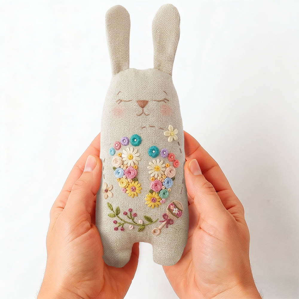 Rubbyoo Bunny Toy Embroidery Kit - Colorful Floral Wreath | Quick Craft | Cheerful Room Accent - image 2