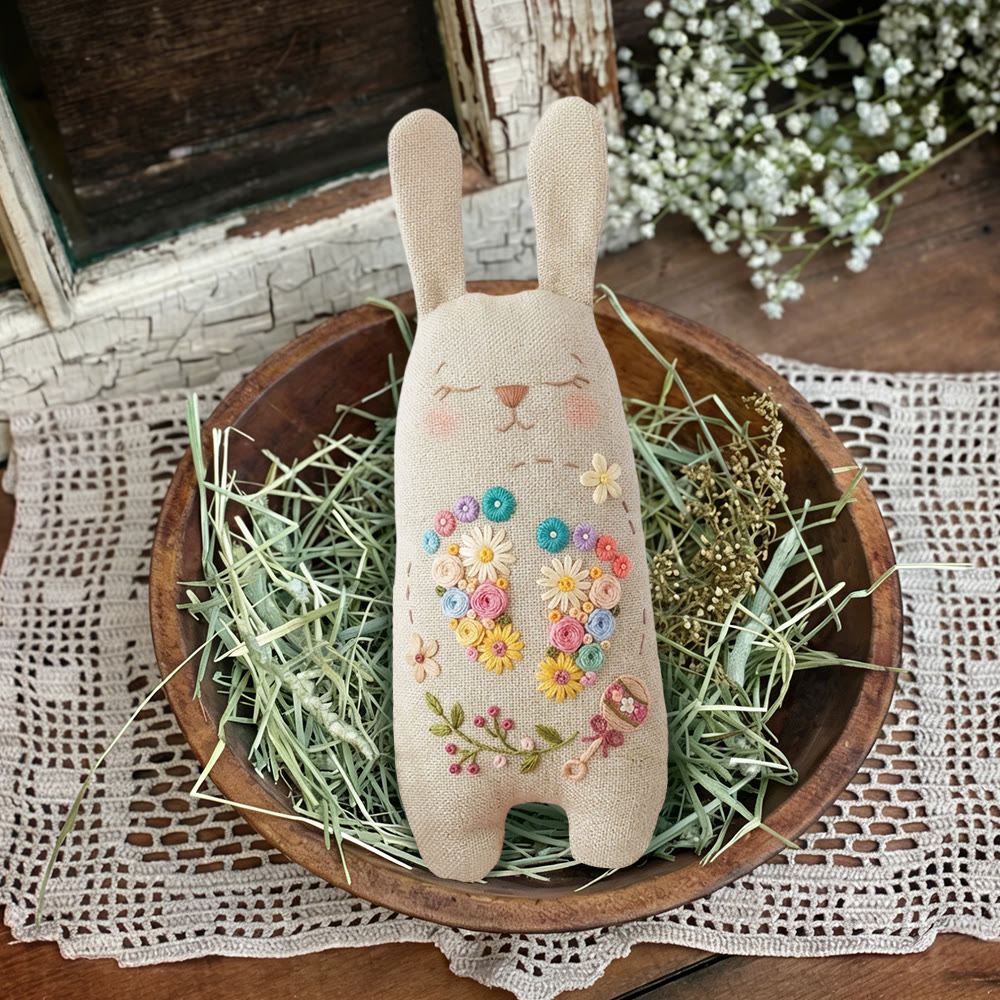 Rubbyoo Bunny Toy Embroidery Kit - Colorful Floral Wreath | Quick Craft | Cheerful Room Accent - image 6