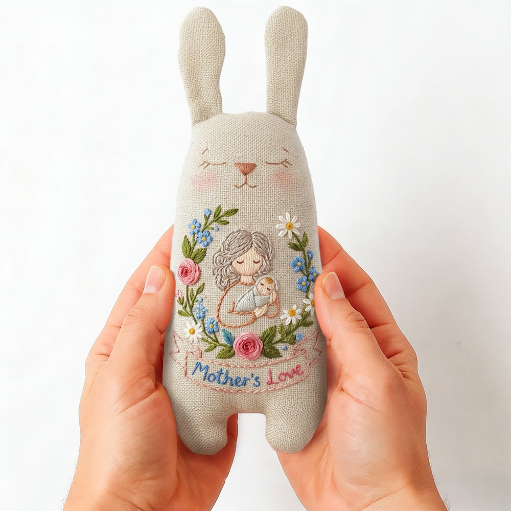 Rubbyoo Bunny Toy Embroidery Kit - Mother And Baby With Floral | Serene Craft | Heartwarming Family Gift - image 2