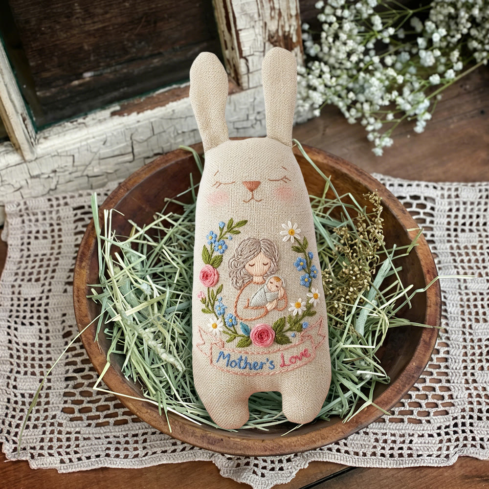 Rubbyoo Bunny Toy Embroidery Kit - Mother And Baby With Floral | Serene Craft | Heartwarming Family Gift - image 6
