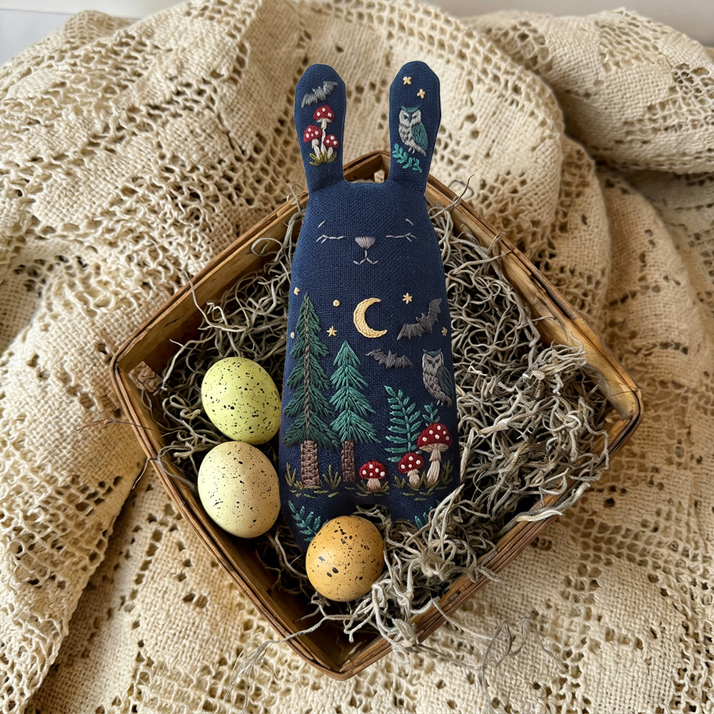 Rubbyoo Bunny Toy Embroidery Kit - Night Forest And Owl | Breezy Diy | Magical Dark Academia Decor - image 9