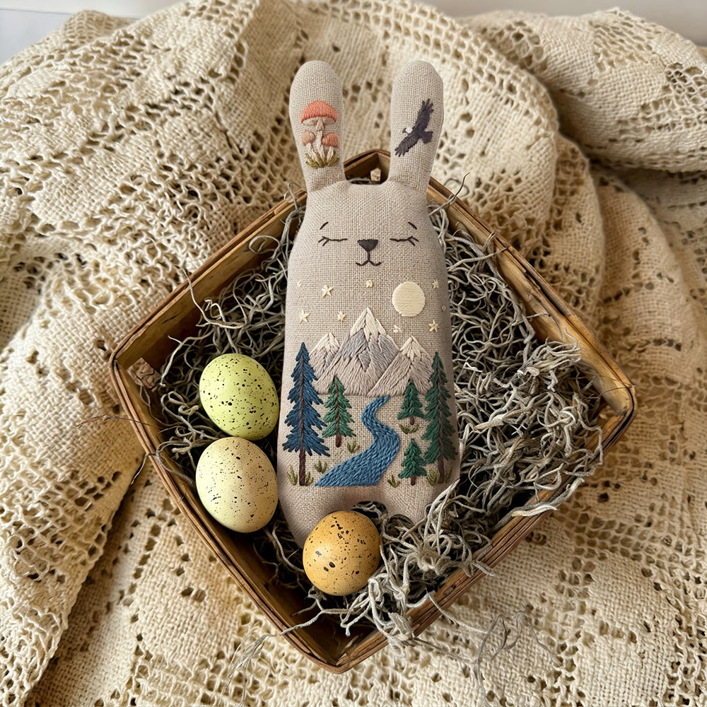 Rubbyoo Bunny Toy Embroidery Kit - Mountain Stream And Pine | Creative Craft | Scenic Wilderness-inspired Ornament - image 8