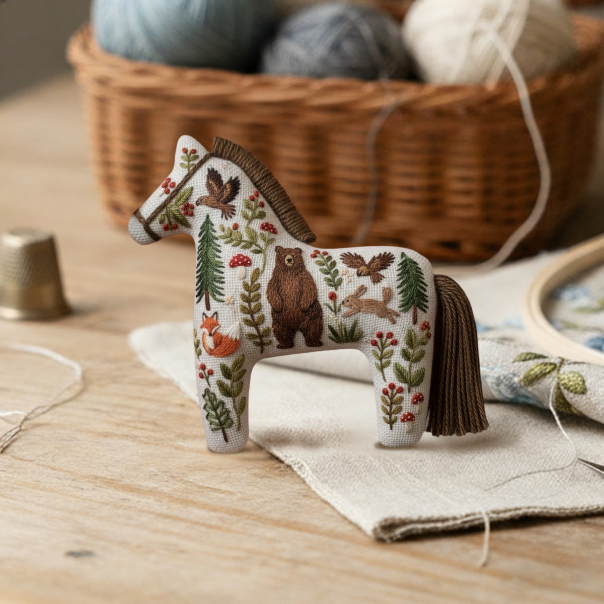 Rubbyoo Dala Horse Embroidery Kit - Animal World | Sewing Handmade Gift | Cute Animal Pendant - image 4