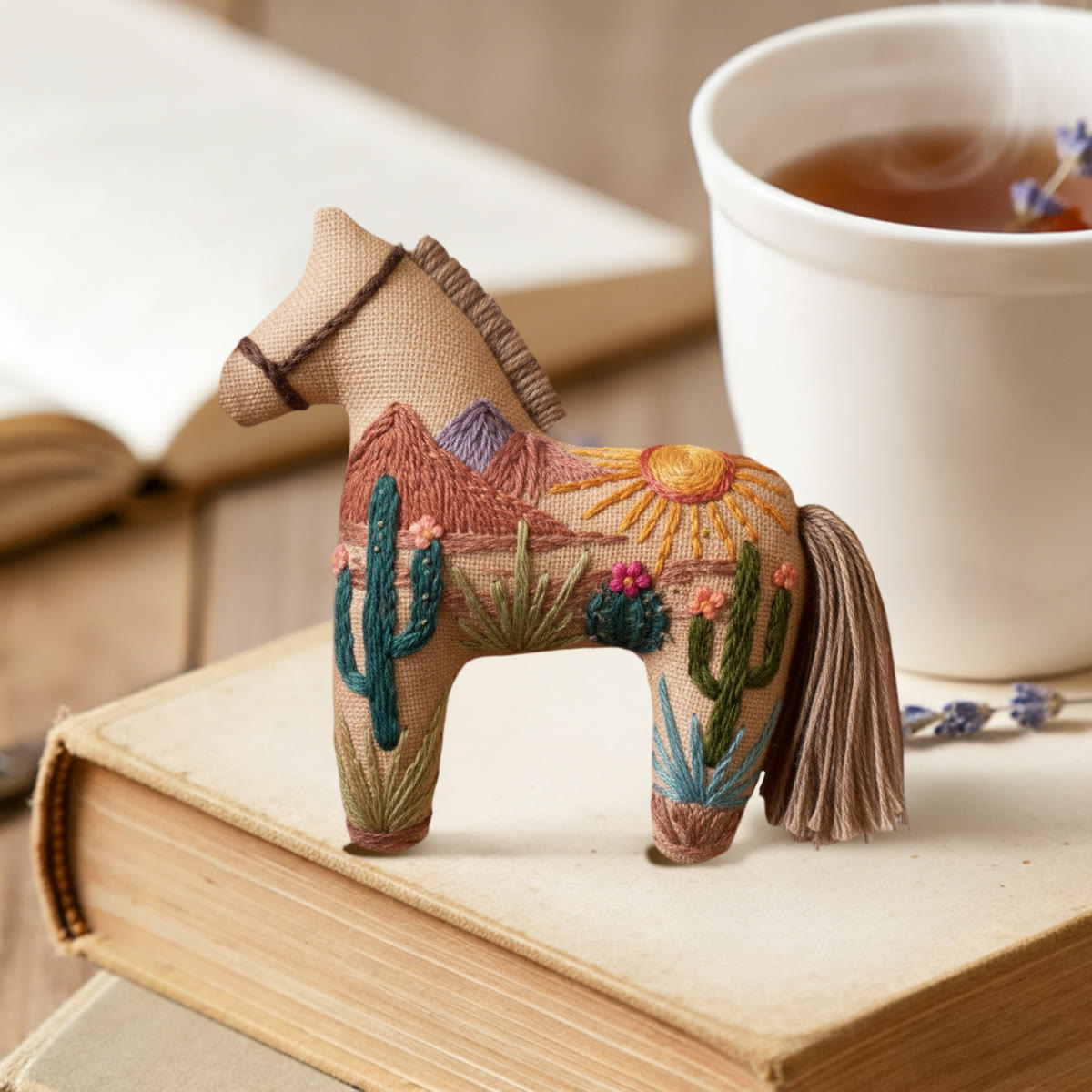 Rubbyoo Dala Horse Embroidery Kit - Desert Scenery | Sewing Handmade Gift | Interesting Pendant - image 3