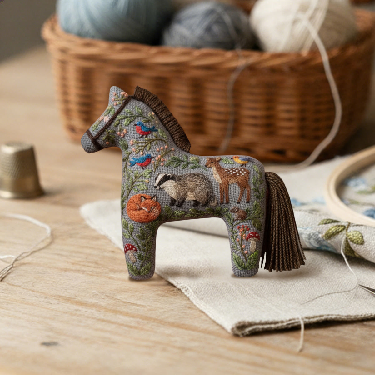 Rubbyoo Dala Horse Embroidery Kit - Fox&deer | Sewing Handmade Gift | Lovely Pendant - image 2