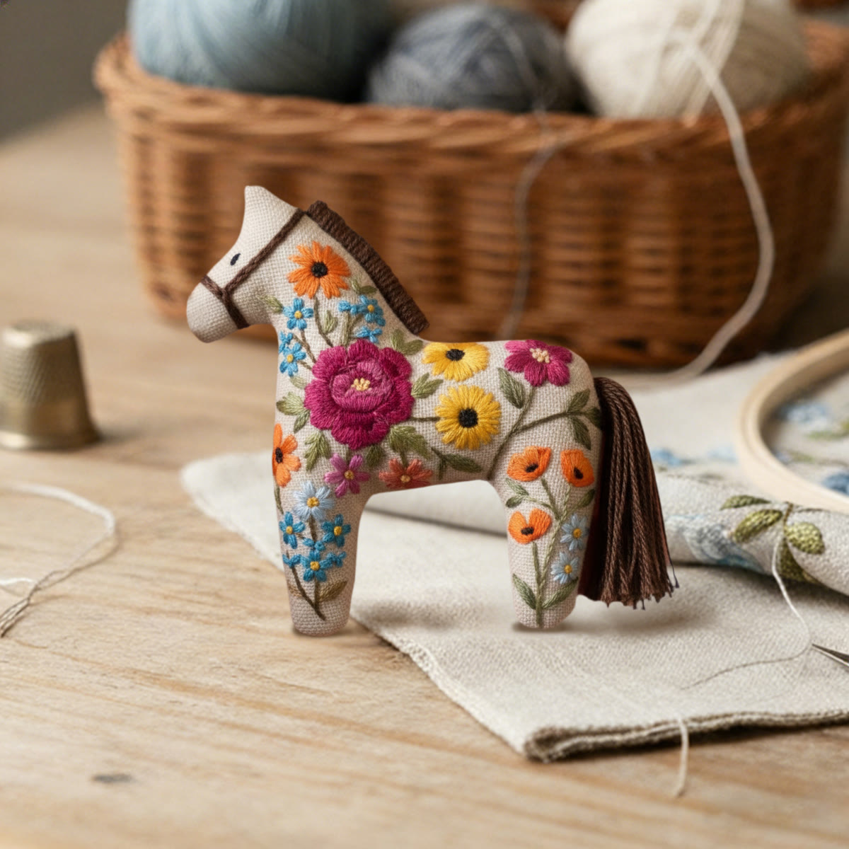 Rubbyoo Dala Horse Embroidery Kit - Garden | Sewing Handmade Gift | Bright Colours Pendant - image 3