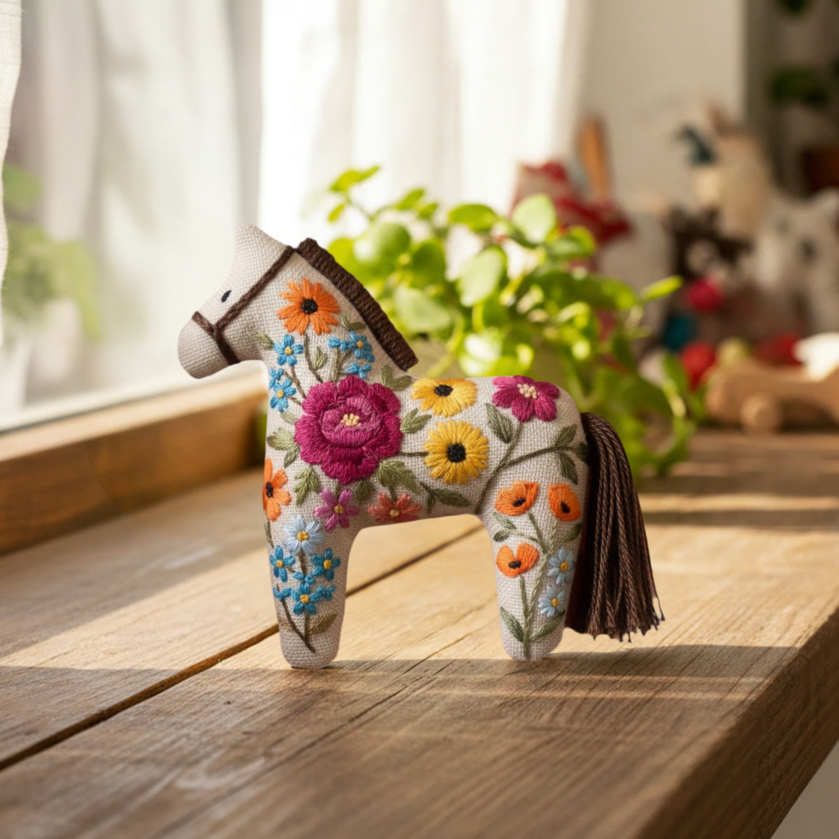 Rubbyoo Dala Horse Embroidery Kit - Garden | Sewing Handmade Gift | Bright Colours Pendant - image 2