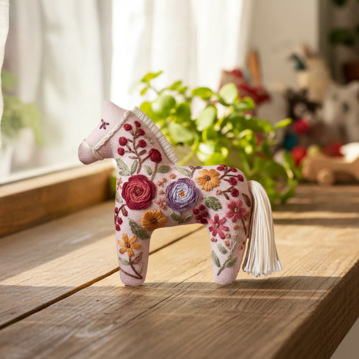 Rubbyoo Dala Horse Embroidery Kit - Rose | Sewing Handmade Gift | Pretty Pendant - image 2