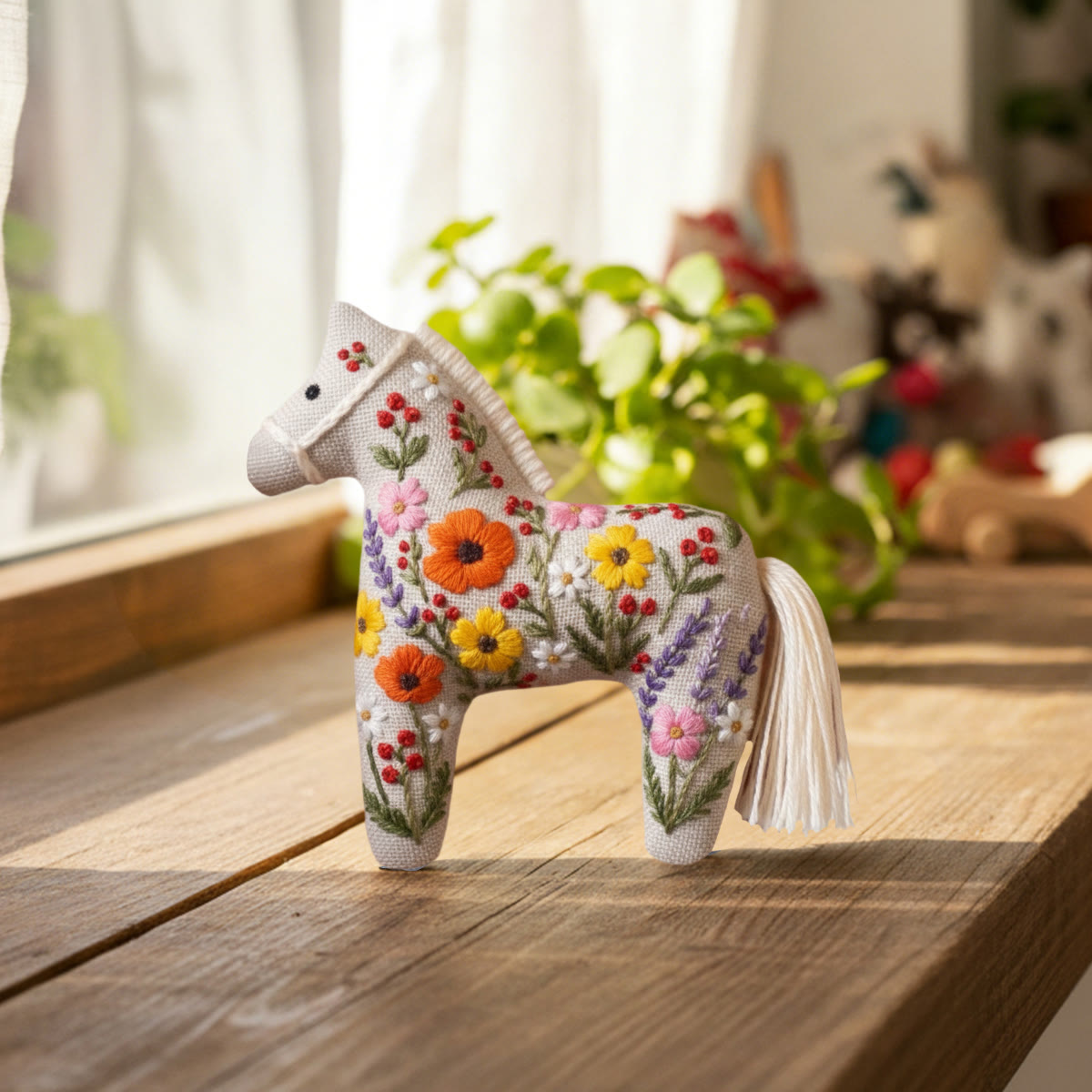 Rubbyoo Dala Horse Embroidery Kit - Flowers Bloom | Sewing Handmade Gift | Flowery Pendant - image 2